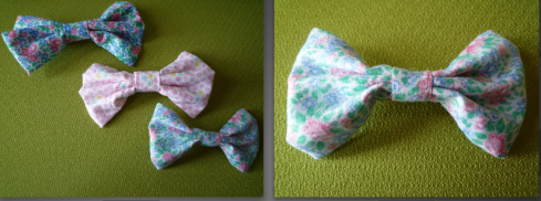 Opposite side of blue green pink floral bow hair clip
